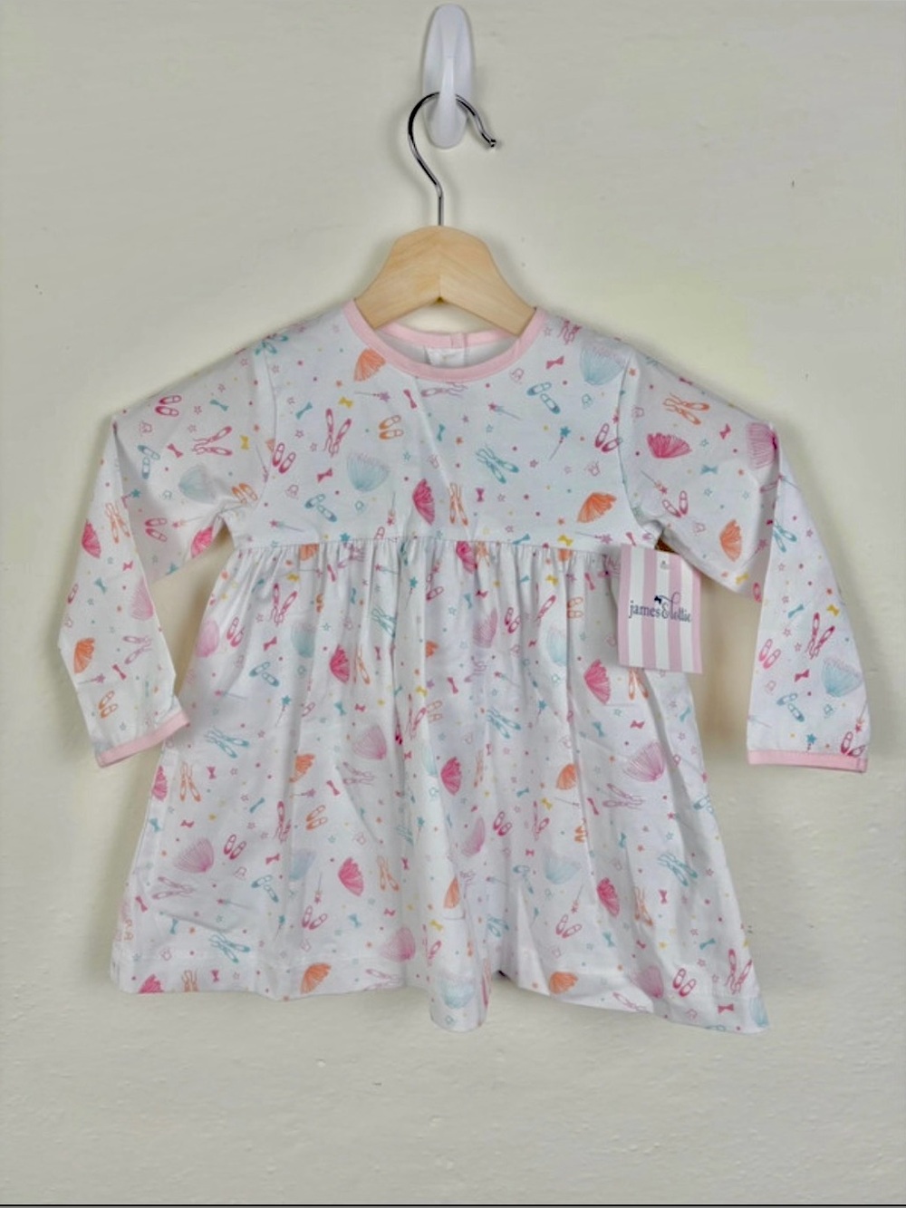 NWT James and Lottie Toddler 2T Ballerina Print Long Sleeve Dress Coquett
